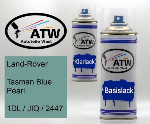 Land-Rover, Tasman Blue Pearl, 1DL / JIQ / 2447: 400ml Sprühdose + 400ml Klarlack - Set, von ATW Autoteile West.